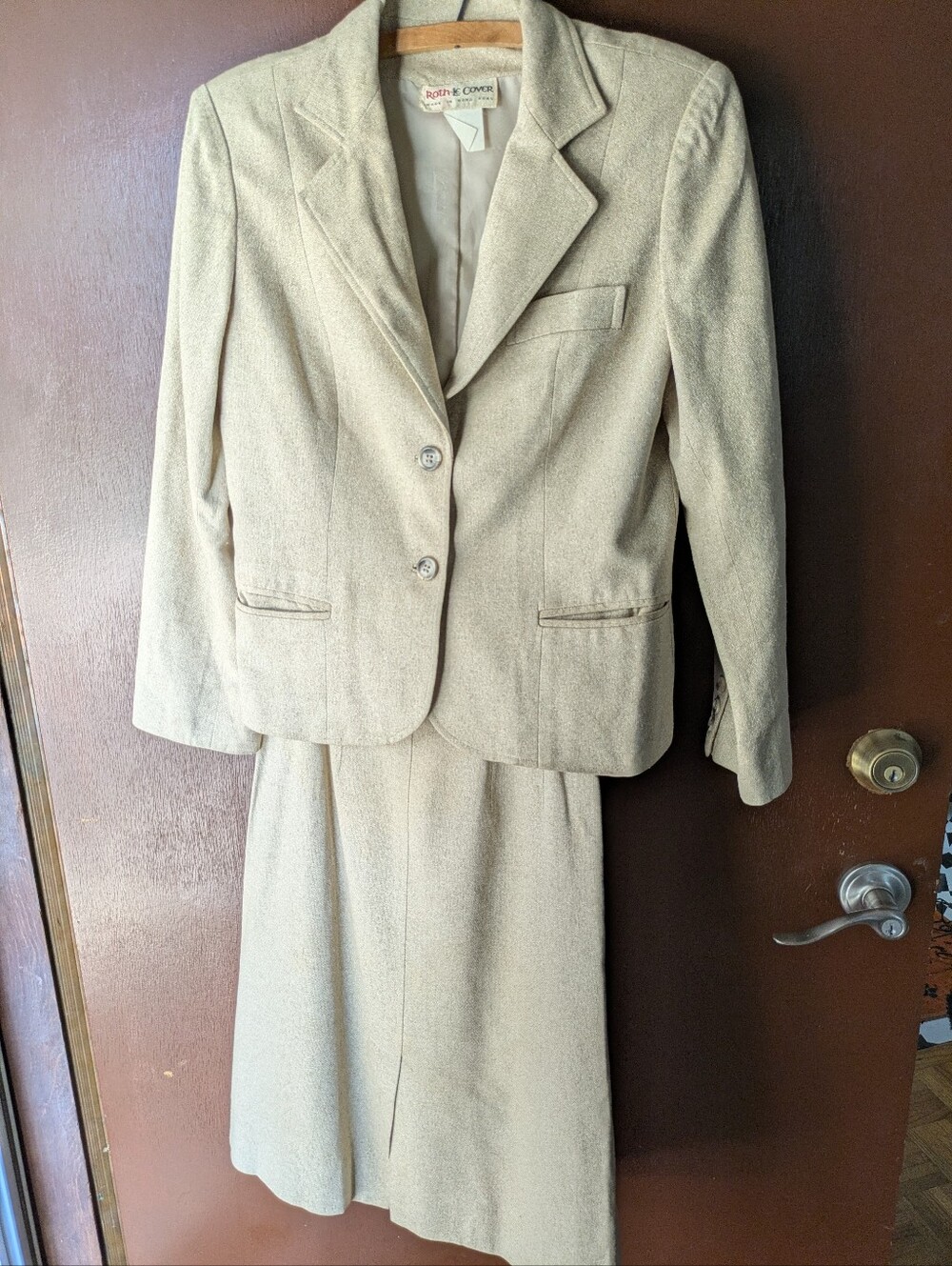 Vintage Roth Le Cover Natural Silk Two-Piece Skirt Suit, Size 10